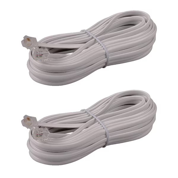 2 Pack White Phone Cord (25 feet), Rca, Mfr#: 843631149362